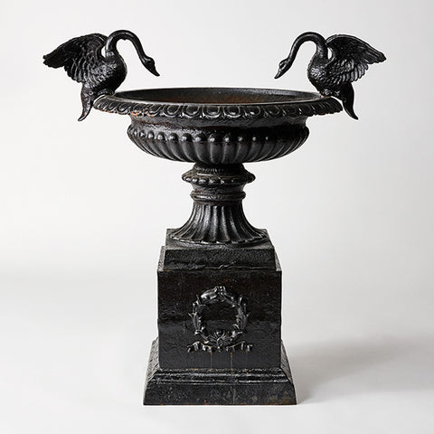 Swan Urn on Rust Base