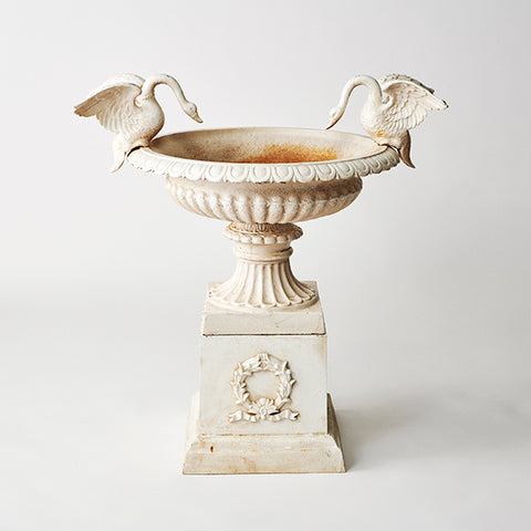 Swan Urn on Black Base