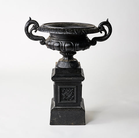 Urn Campana With Base Antique Brown