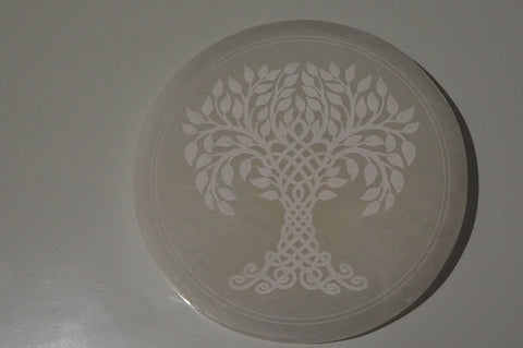 Crystal -  Selenite Tree of Life Disc